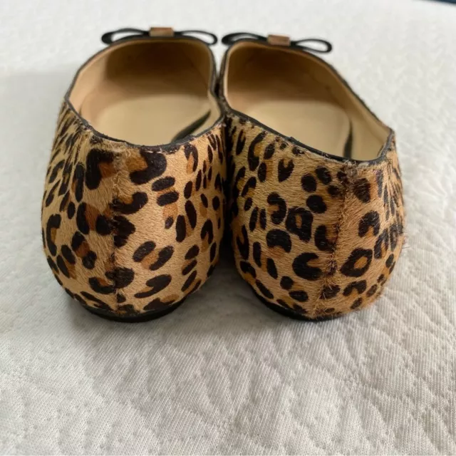 Kate Spade Size 8.5 Norah Leopard Calf Fur Bow Ballet Flats Slip-on 2