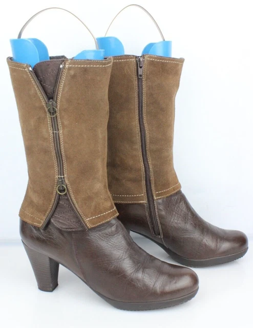 Modabella bottines hautes cuir et daim marron T 38