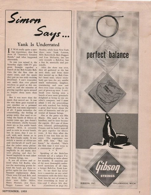 1955 Gibson guitar strings seal Kalamazoo Mich vintage print ad