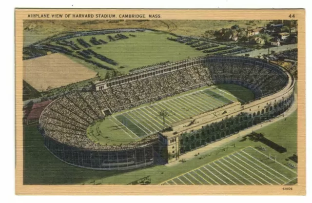 Postcard Airplane View Harvard Stadium Cambridge MA