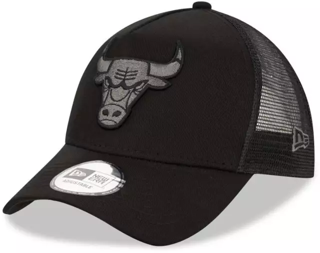 Chicago Bulls New Era NBA Team Black A-Frame Trucker Cap