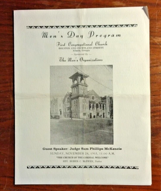 First Congregational (African-American) Church, Atlanta - 1963 Men's Day Program