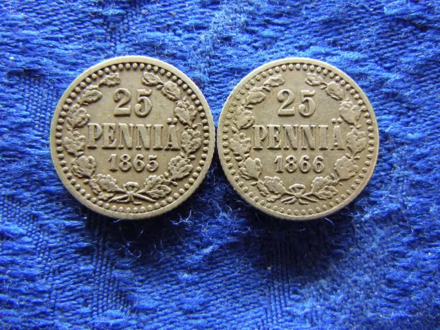 Finland 25 Pennia 1865, 1866, Km6.1