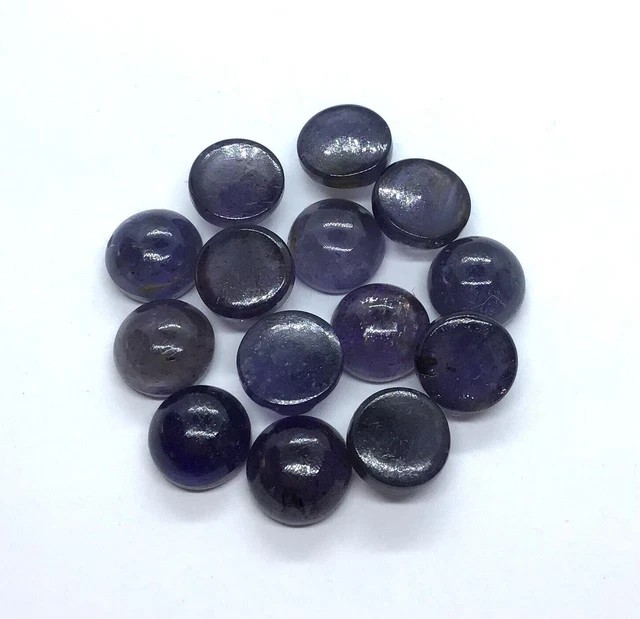 Iolite naturelle ronde à dos plat, cabochon AAA, pierre précieuse ample... 2