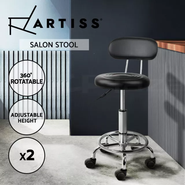 Artiss 2X Salon Stool Swivel Backrest Chair Barber Hairdressing Hydraulic Height