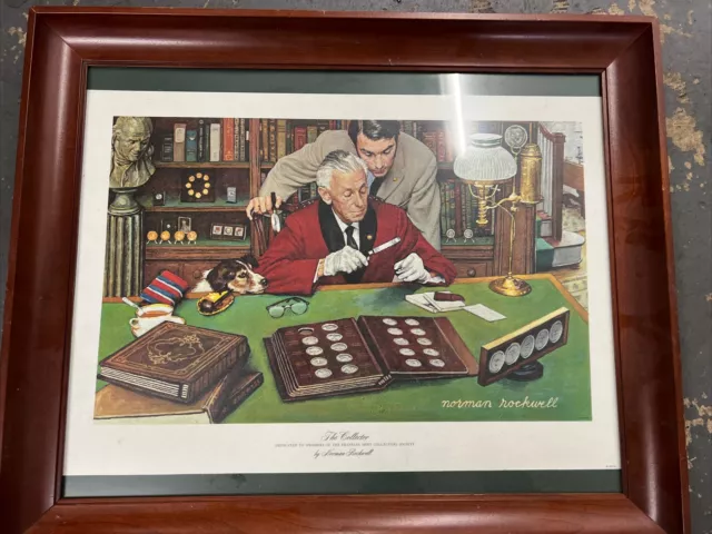 "The Collector" Norman Rockwell Limited Edition Franklin Mint Canvas Framed (H)