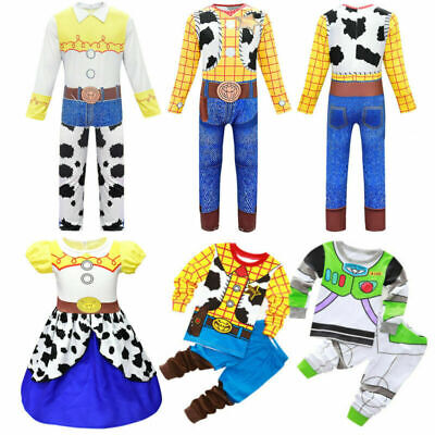 Kids Toy Story 4 Woody Jessie Fancy Dress Girls Boys Party Cosplay Costume Set
