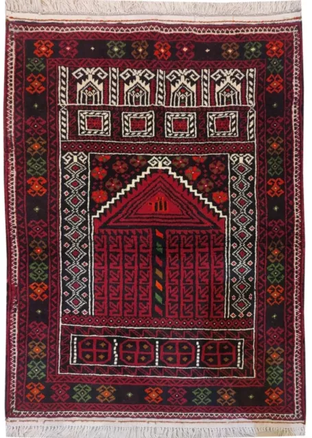 WOOL ON WOOL Beluch hand-knotted rug , 113 cm *83 cm , vegetable color dye