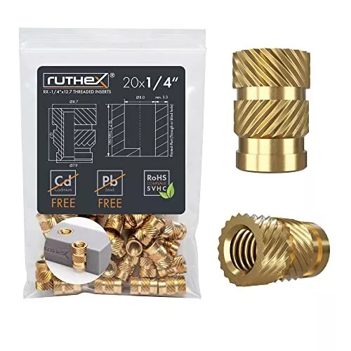 ruthex 1/4" insert fileté | 20 pièces RX-1/4“-20x12,7 douilles filetées