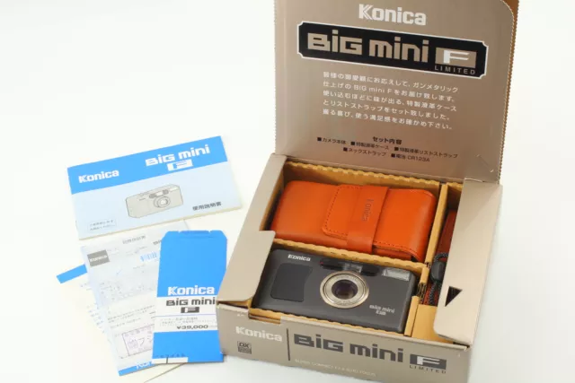 [Near MINT Boxed] Konica Big Mini F Limited Black Film Camera w/ Case from JAPAN