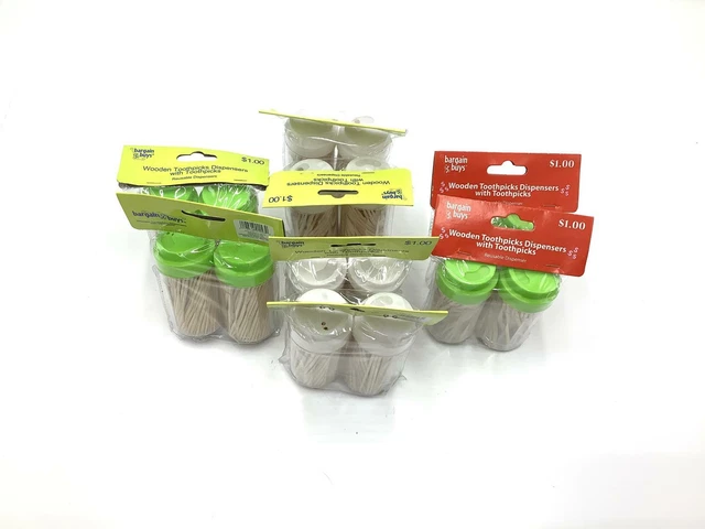 Toothpick Dispensers 8 Pack with Adjustable Pour Holes Natural Wood Toothpicks