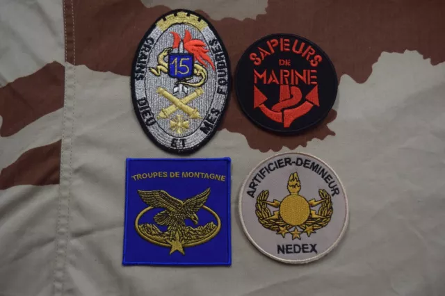 Lot 4 écussons militaires patch armée insigne NEDEX Sapeurs de Marine