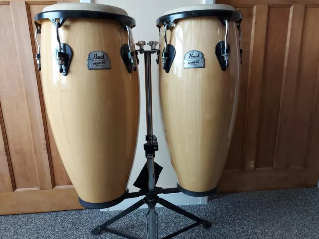 Pair of Congas : Pearl Primero series with stand, 10 & 11 Inch Set