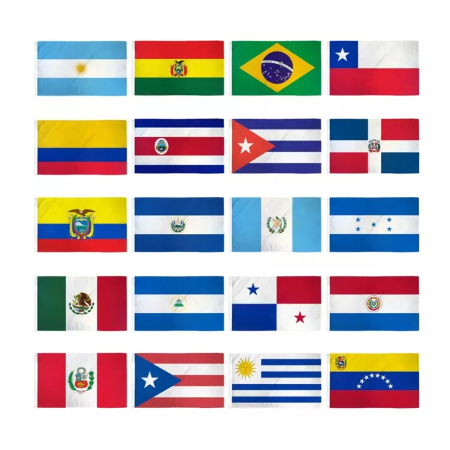 Set of 20 Latin American Country Flags 2x3ft Latin America Countries Flags Set