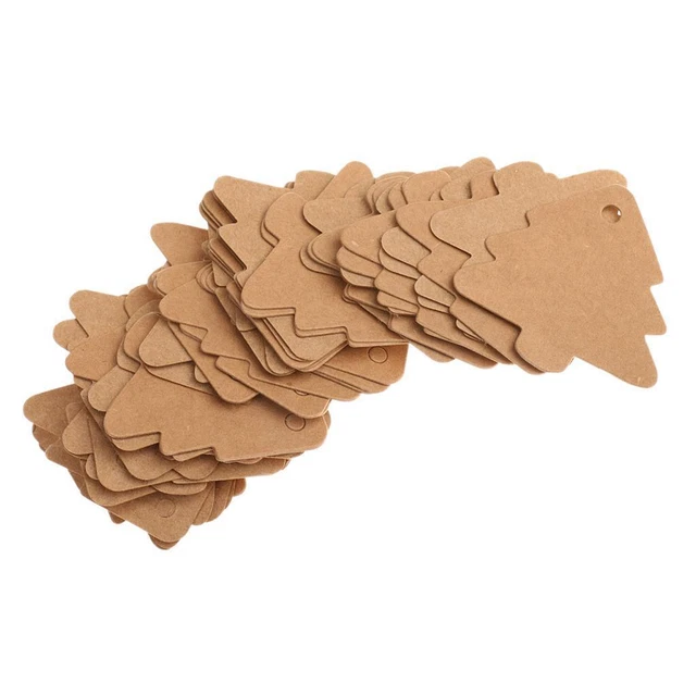50pcs Christmas Tree Shape Brown Kraft Tags Gift Labels Hang Tags