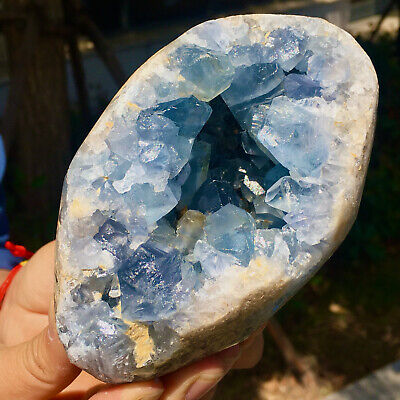 2.39LB Natural and beautiful Blue Lapis Lazuli white crystal cave mineral sample 3