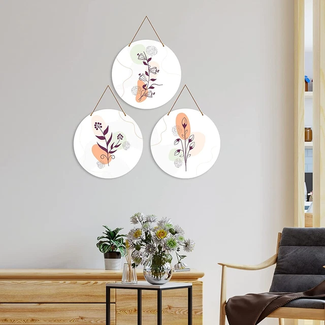 Blumenmuster Kunst Holz Handgefertigt Wandbehang für Heimbüro Dekor Set Mit 3 A7
