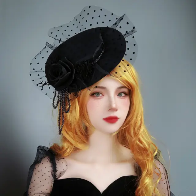 Veil Fascinator Top Hat Hair Clip Party Punk Bridal Flower Gothic Accessory Chic
