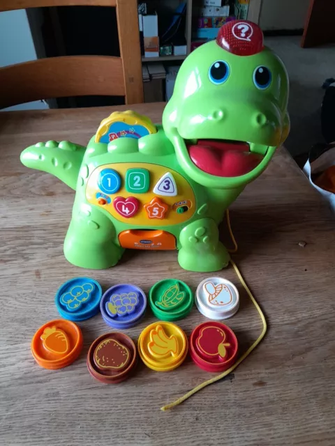 VTech Baby Feed Me Dino Talking Pull Along Musical Dinosaur Complete