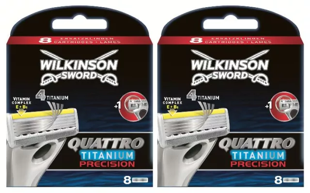 Wilkinson Sword Quattro Titanium Precision Carbon Razor Blades x16, 2 Packs of 8