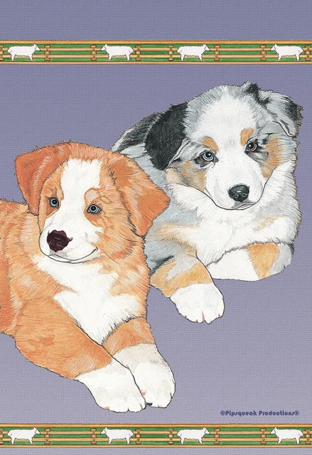 Pipsqueak Garden Flag - Australian Shepherd Pups 498591