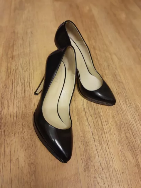 Hobbs London Black Patent Leather Court Shoes Pointed Toe Size 6 VGC