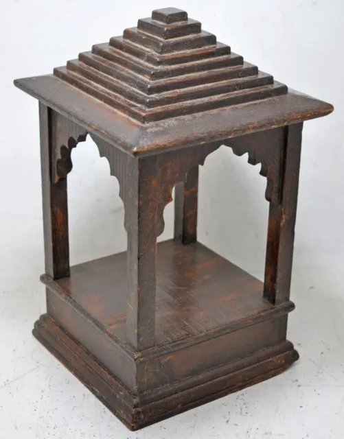 Vintage Wooden Puja Worship Pedestal Temple Stand Original Old Hand Crafted