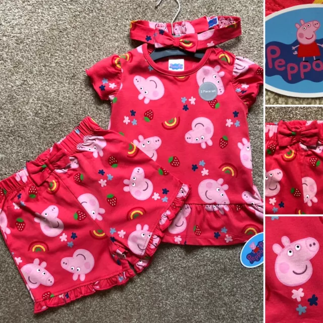 George 2-Piece PEPPA PIG Girls T-Shirt & Shorts Set Outfit - 5-6 Years - New!