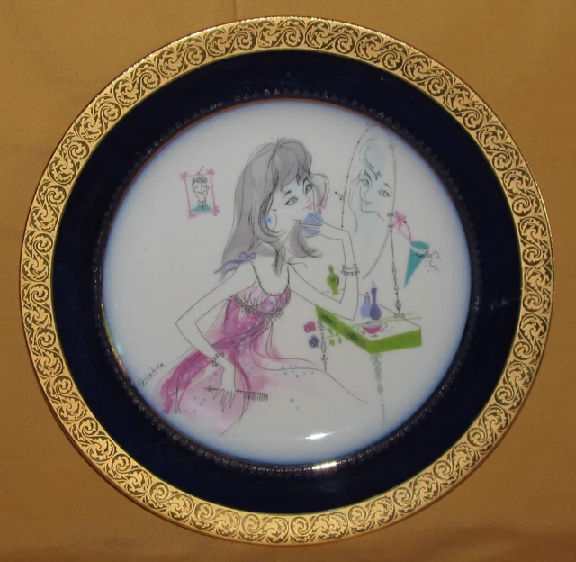 Ancienne assiette en porcelaine de Limoges peinte à la main signé René pour RH ( Robert Haviland ) - Collection
