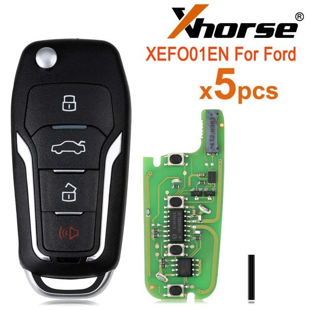 5x Xhorse XEFO01EN Super Remote Key Fit For Ford Flip 4 Buttons with Super Chip