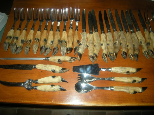 Couvert à Gâteau Taxidermie En Patte De Chevreuil – Marque Thiers Inox Avec Boîte D'origine
