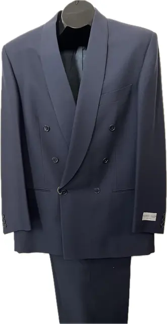 Mens DB Suit Shawl Collar 100% Wool Size 44L, Col. Navy Made In Italy art.1771