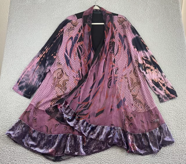 The Pyramid Collection Jacket Velvet Duster Funky Flowy Art-to-Wear Boho Plus 3X