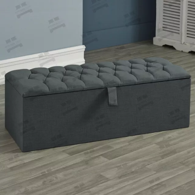 Large Chesterfield Ottoman Storage Box Upholstered Footstool Pouffe Bench Seat