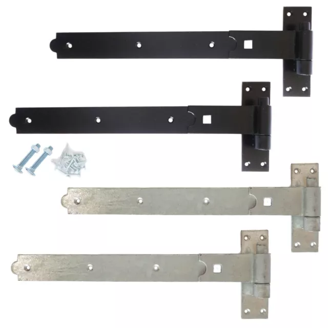 Heavy Duty Hook and Band Gate Hinges Garden Shed Door Galvanised or Black UK