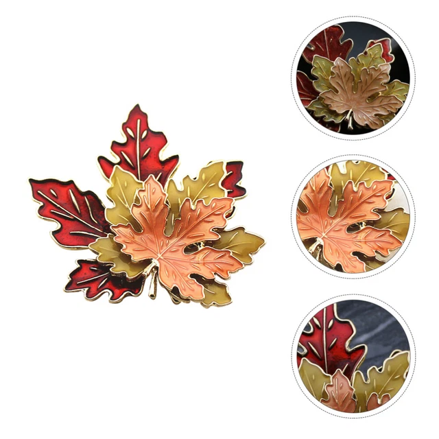 Broche Feuille D'Érable En Alliage 3 Couches - Grande Taille (6x5,5 Cm) - Accessoire Vêtement Pour Fêtes & Automne