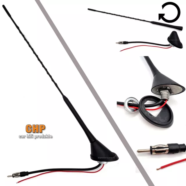 16V FM Auto Dachantenne Stab Antenne mit Verstärker 40cm PKW aktiv universal DIN