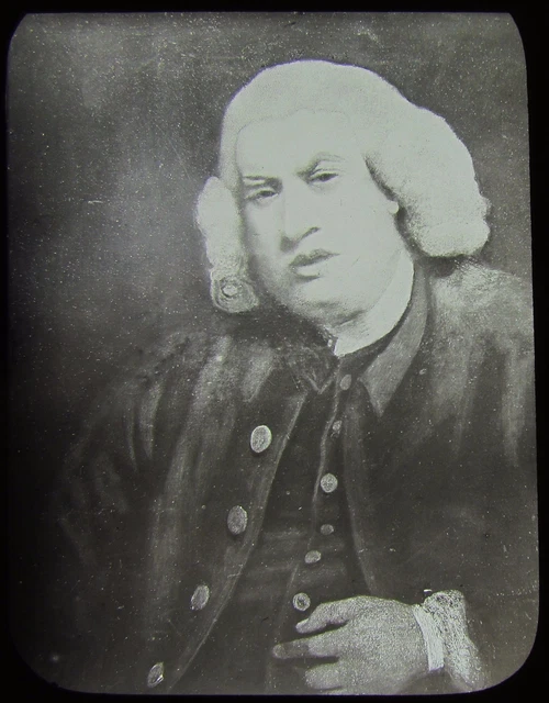 Glass Magic Lantern Slide PORTRAIT OF DR JOHNSON C1890 DRAWING  . JV