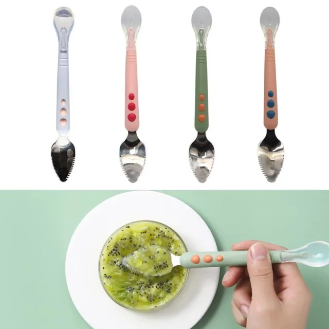Double-Ended Fruit Puree Spoon Silicone Fruit Scraper Spoon