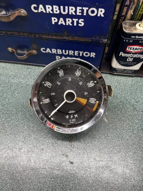 Vintage 6500 RPM Jaeger Cable Driven Tachometer Made In UK In dash Mount 4”