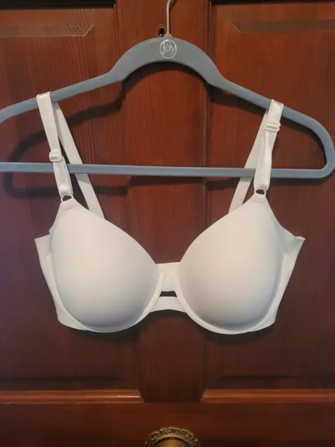 Warners No Side Effects Bra 38D Satin Underwire Smoothing White 01356 Molded Cup