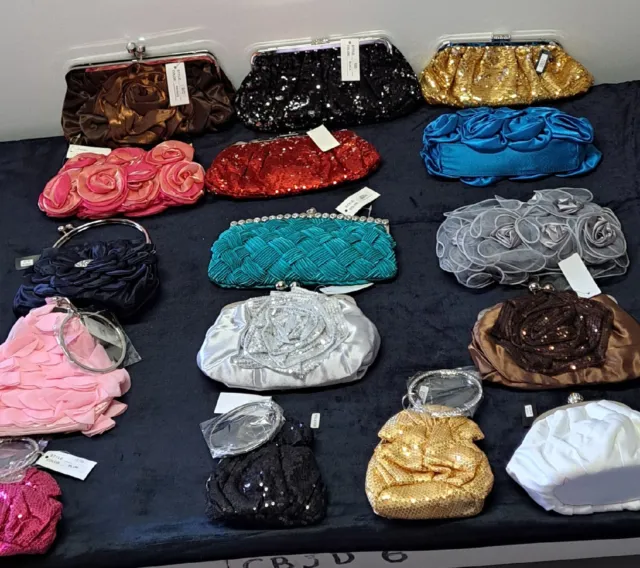 LIQUIDATION LOT OF 16 Silk Purse Bags Party Cocktail Wedding Clutches Bags Read+ 2