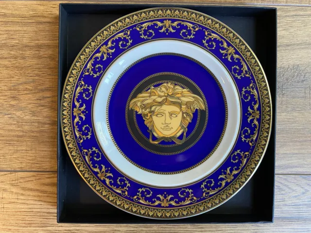 Brand New Boxed Versace X Rosenthal Ikarus Medusa Blue Plate 18cm