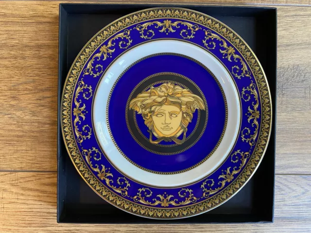 Brandneu verpackt Versace X Rosenthal Ikarus Medusa blaue Platte 18 cm