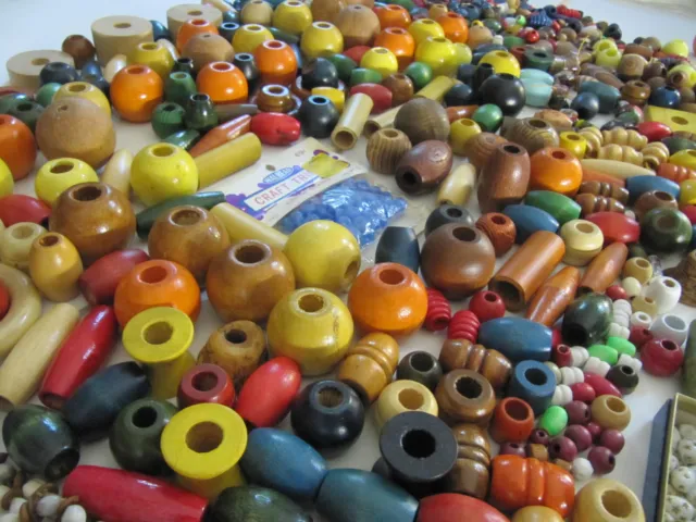 Huge lot 1000 vintage Wooden Ceramic Craft macrame beads rings ESTATE 6+lbs