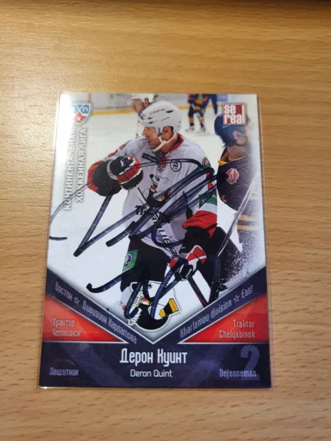 Deron Quint Eisbären Berlin EHC München KHL Card SIGNIERT Unterschrift Autogramm