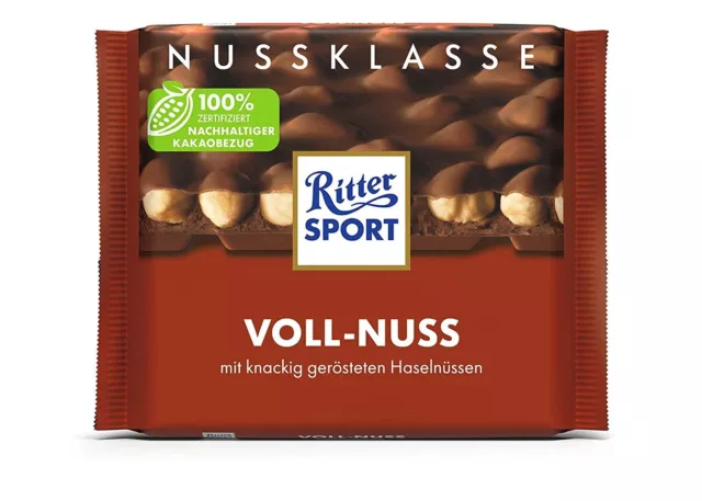 8x100g Ritter Sport noce integrale cioccolato al latte intero croccante nocciole NUOVO MHD 5/24
