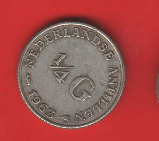 Netherland Antillen 1/4 Gulden 1963 Silver