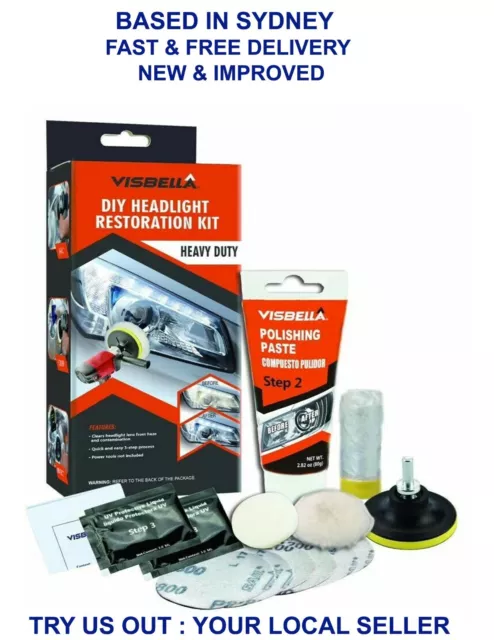 VISBELLA Car Vehicle Motorcycle Headlight Lamp Lens Cleaning Restoration DIY KIT