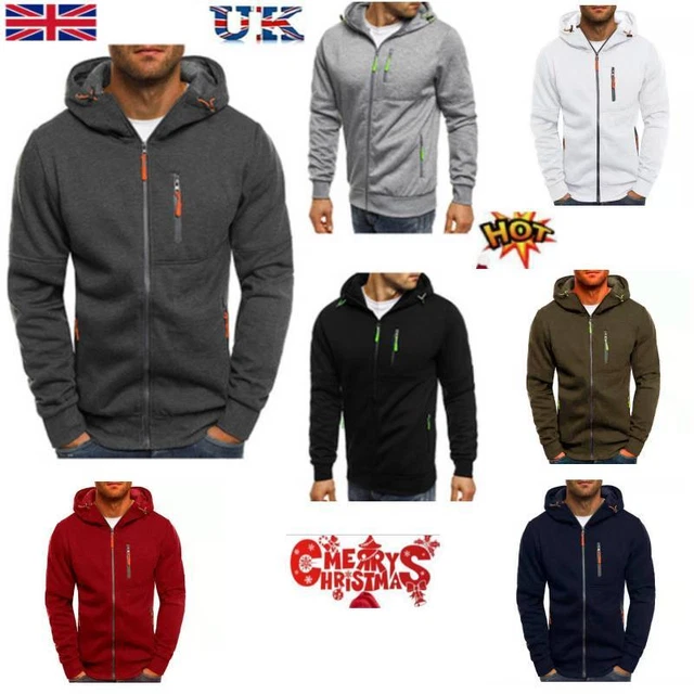 Mens Thick Winter Fleece Hoodie Cardigan Zip Up Hooded Jumper Coat Jacket Sweate